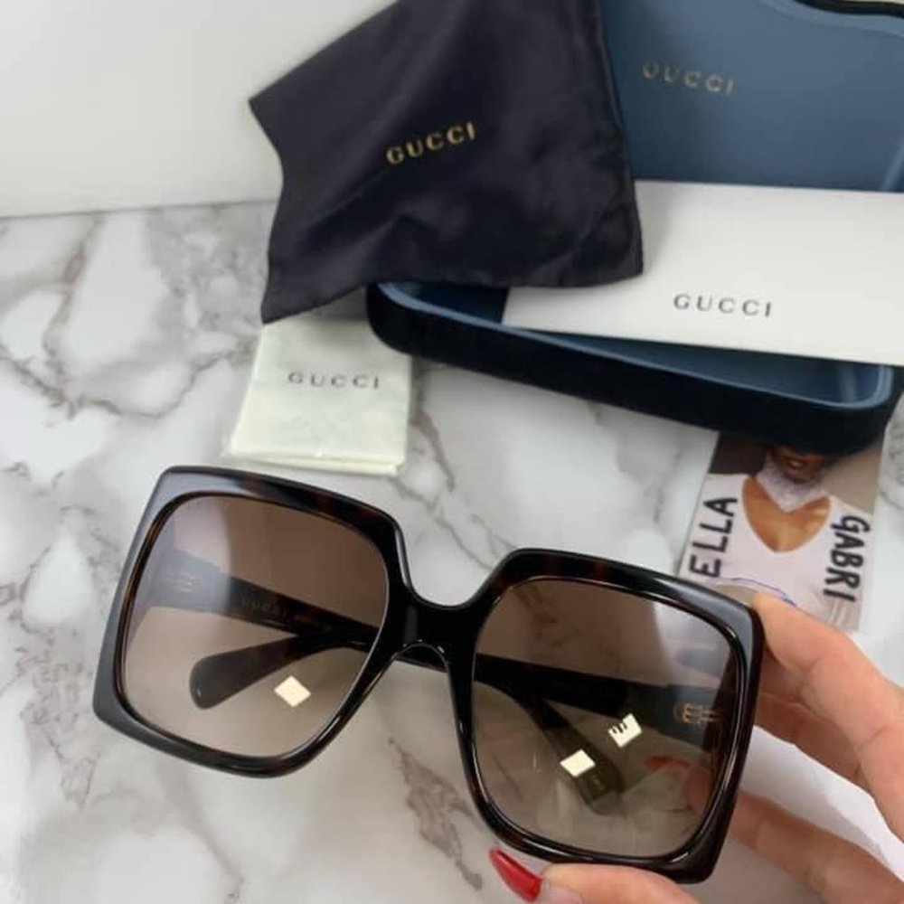 NEW Gucci GG0876S 002 Dark Havana Square Oversized Sunglasses - Picture 4 of 10